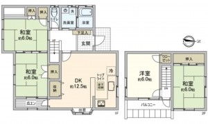 呉市焼山西、中古一戸建ての間取り画像です