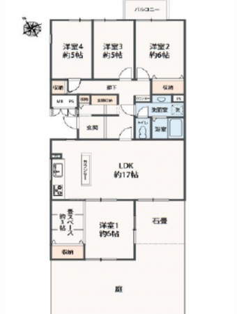 広島市西区鈴が峰町、マンションの間取り画像です