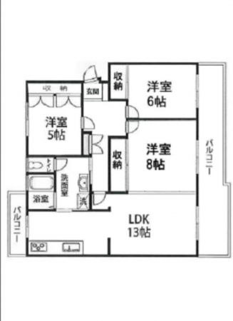 広島市西区鈴が峰町、マンションの間取り画像です