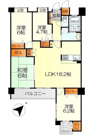 呉市広白石、マンションの間取り画像です