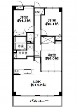 広島市西区田方、収益物件/マンションの間取り画像です