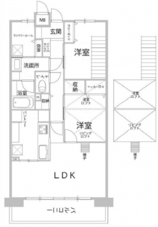 広島市西区田方、マンションの間取り画像です