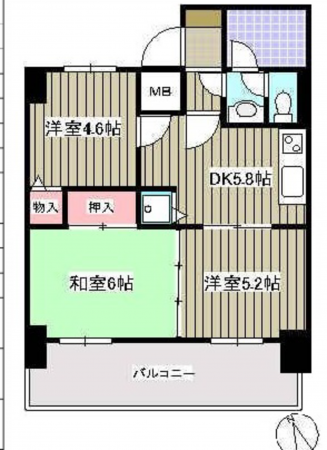 広島市西区天満町、マンションの間取り画像です