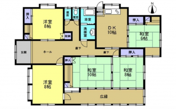 広島市東区馬木、中古一戸建ての間取り画像です