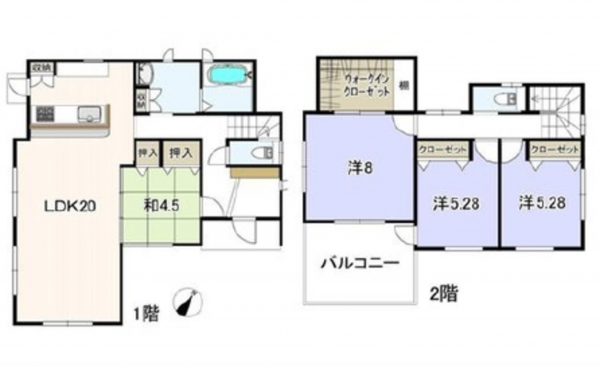 広島市東区馬木、新築一戸建ての間取り画像です
