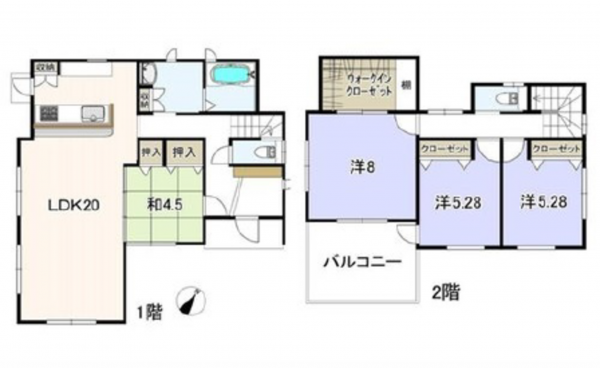 広島市東区馬木、新築一戸建ての間取り画像です