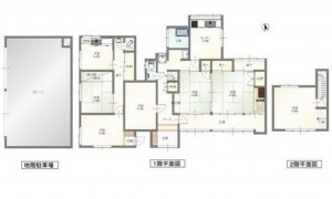 呉市警固屋、中古一戸建ての間取り画像です