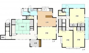 呉市天応西条、中古一戸建ての間取り画像です