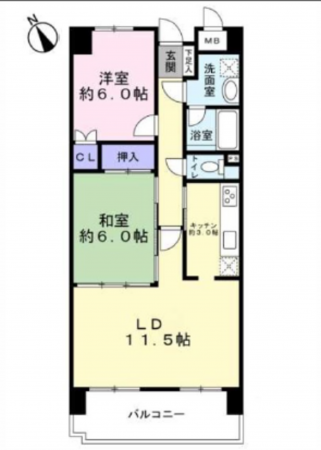 広島市西区東観音町、マンションの間取り画像です