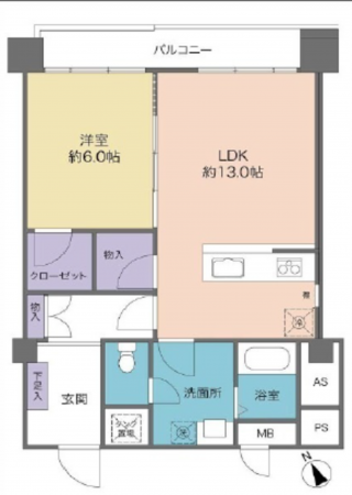 広島市西区東観音町、マンションの間取り画像です