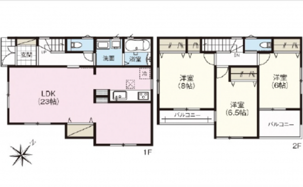 広島市西区古江西町、新築一戸建ての間取り画像です
