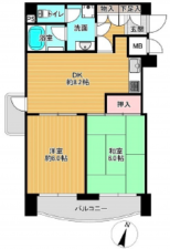 広島市南区東荒神町、マンションの間取り画像です