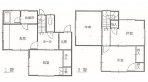 広島市南区皆実町、中古一戸建ての間取り画像です