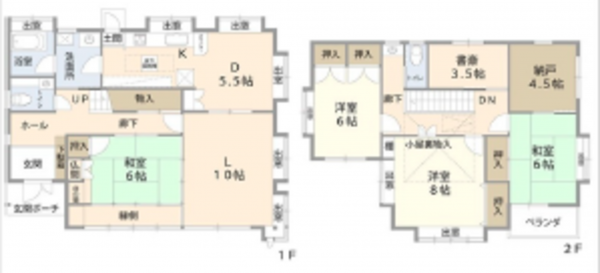 広島市南区丹那町、中古一戸建ての間取り画像です