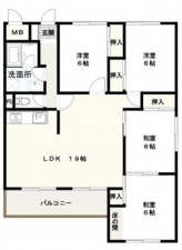 広島市南区西霞町、マンションの間取り画像です