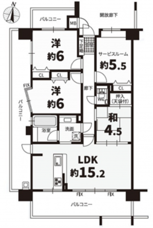 広島市南区青崎、マンションの間取り画像です
