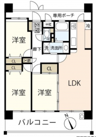 広島市南区大州、マンションの間取り画像です