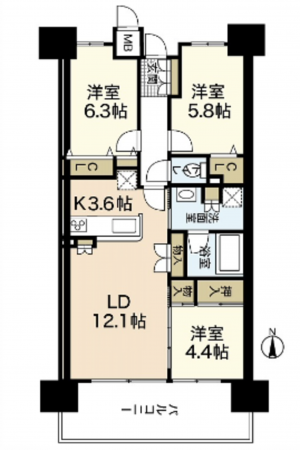 広島市南区宇品御幸、収益物件/マンションの間取り画像です