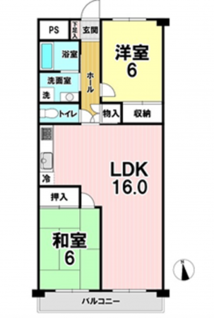 広島市南区宇品西、マンションの間取り画像です