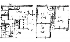 呉市長谷町、収益物件/住宅の間取り画像です