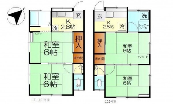 呉市宮原、収益物件/住宅の間取り画像です