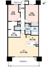 広島市西区南観音、マンションの間取り画像です