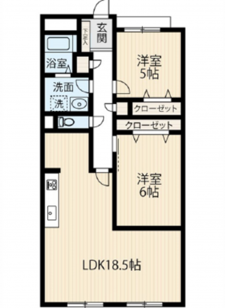 広島市西区井口、マンションの間取り画像です