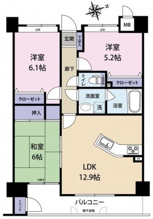 呉市広白石、マンションの間取り画像です