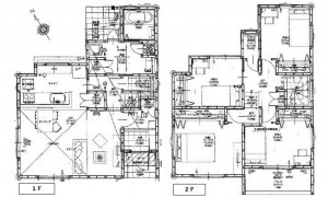 呉市伏原、新築一戸建ての間取り画像です