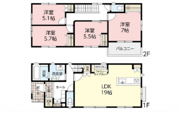 広島市東区中山新町、新築一戸建ての間取り画像です