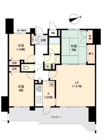 広島市東区東山町、マンションの間取り画像です