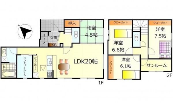 呉市西中央、中古一戸建ての間取り画像です