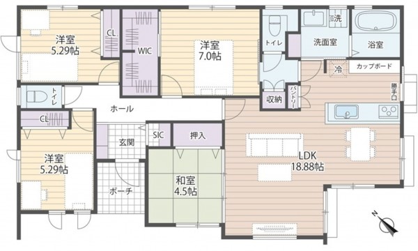 呉市仁方本町、新築一戸建ての間取り画像です