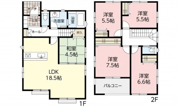 呉市東片山町、新築一戸建ての間取り画像です