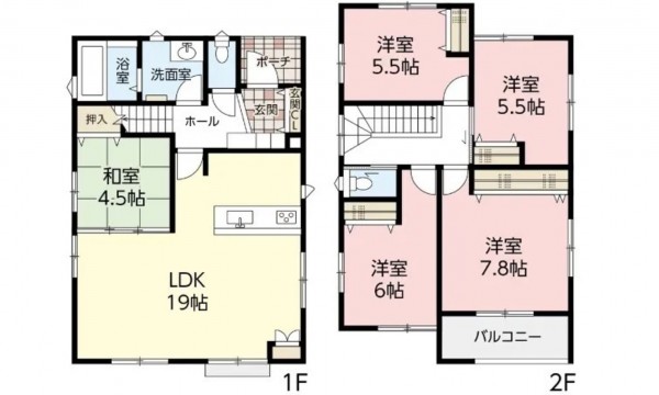 呉市東片山町、新築一戸建ての間取り画像です
