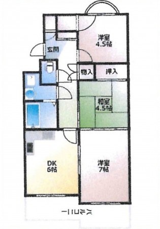 呉市三条、マンションの間取り画像です
