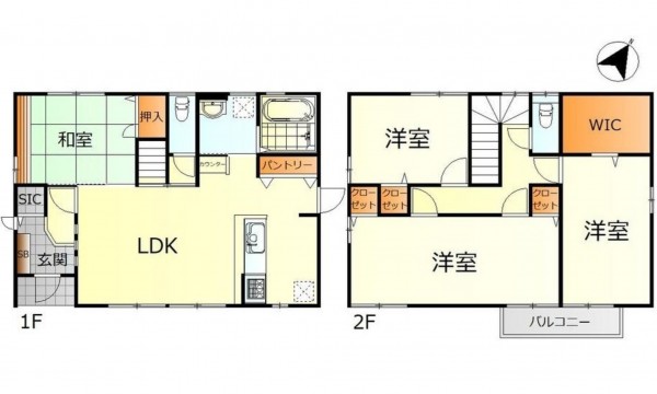 呉市宮原、中古一戸建ての間取り画像です