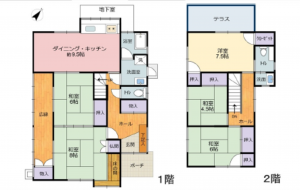 広島市東区馬木、中古一戸建ての間取り画像です