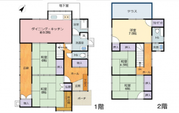広島市東区馬木、中古一戸建ての間取り画像です
