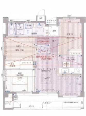 広島市西区庚午中、マンションの間取り画像です