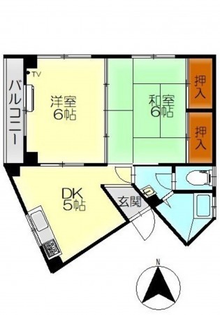 呉市中央、マンションの間取り画像です