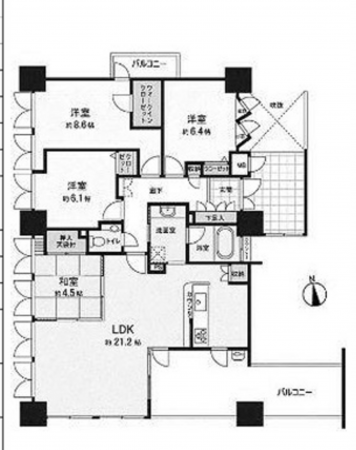 広島市南区宇品西、マンションの間取り画像です