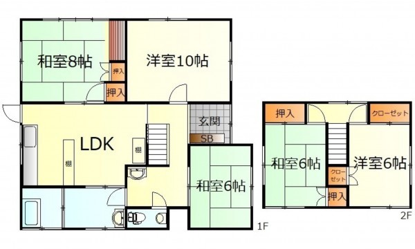 呉市両城、中古一戸建ての間取り画像です