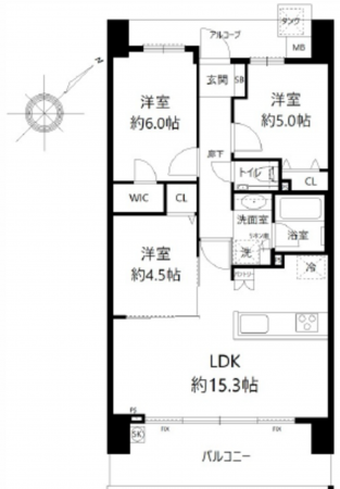広島市中区平野町、マンションの間取り画像です