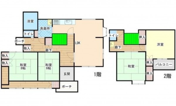 呉市安浦町中央、中古一戸建ての間取り画像です