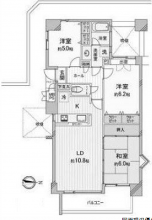 広島市西区新庄町、マンションの間取り画像です