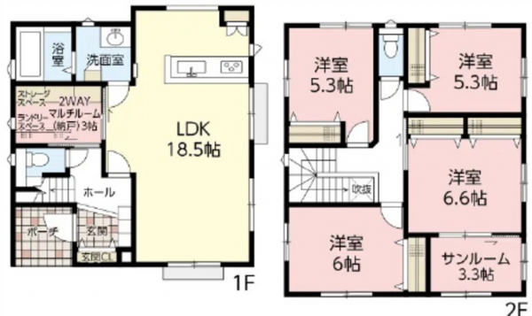 広島市東区馬木、新築一戸建ての間取り画像です
