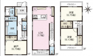 広島市南区宇品神田、新築一戸建ての間取り画像です