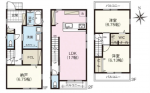 広島市南区宇品神田、新築一戸建ての間取り画像です
