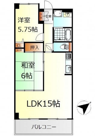 呉市中央、マンションの間取り画像です